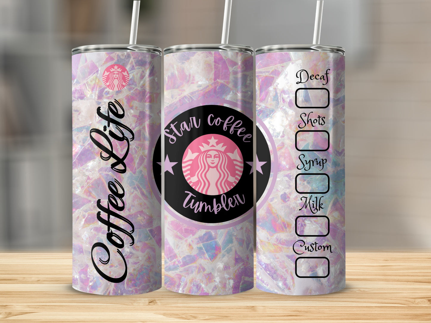 Stylish Iridescent Coffee Life Star Coffee Tumbler