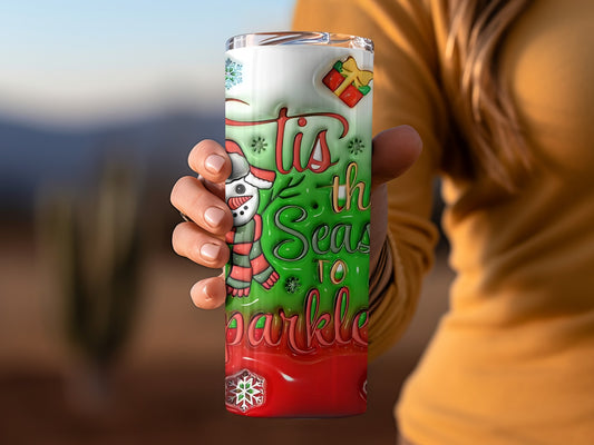 Festive 'Tis the Season to Sparkle Holiday Tumbler