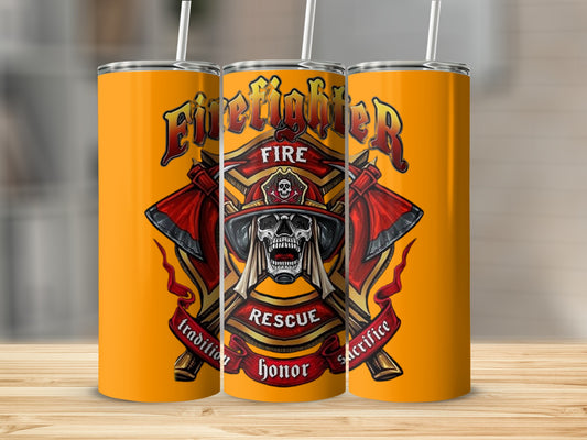 Firefighter Rescue Honor Sacrifice Fire Skull tumbler
