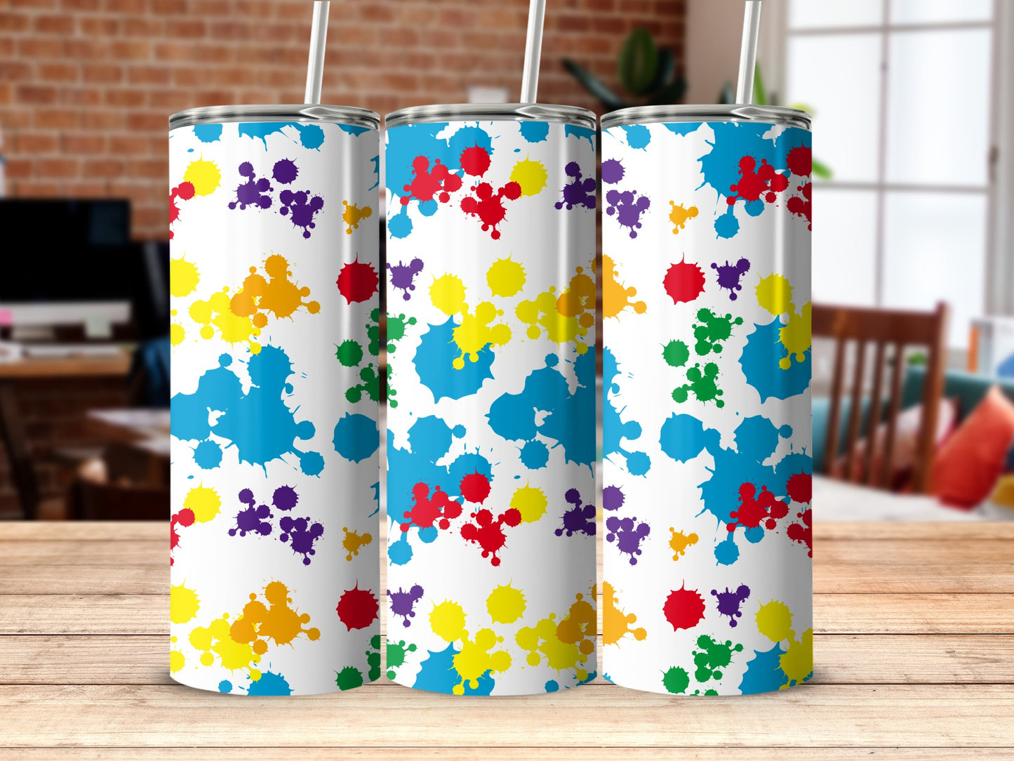 Vibrant Multicolor Splatter Design Tumbler product