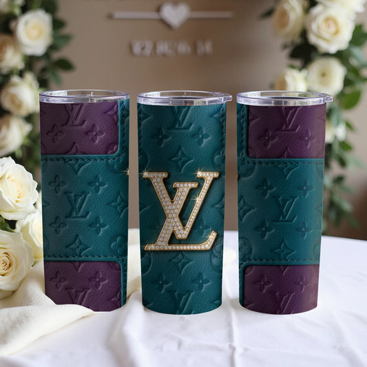 Luxury Monogrammed Green and Purple Insulated Drinkware