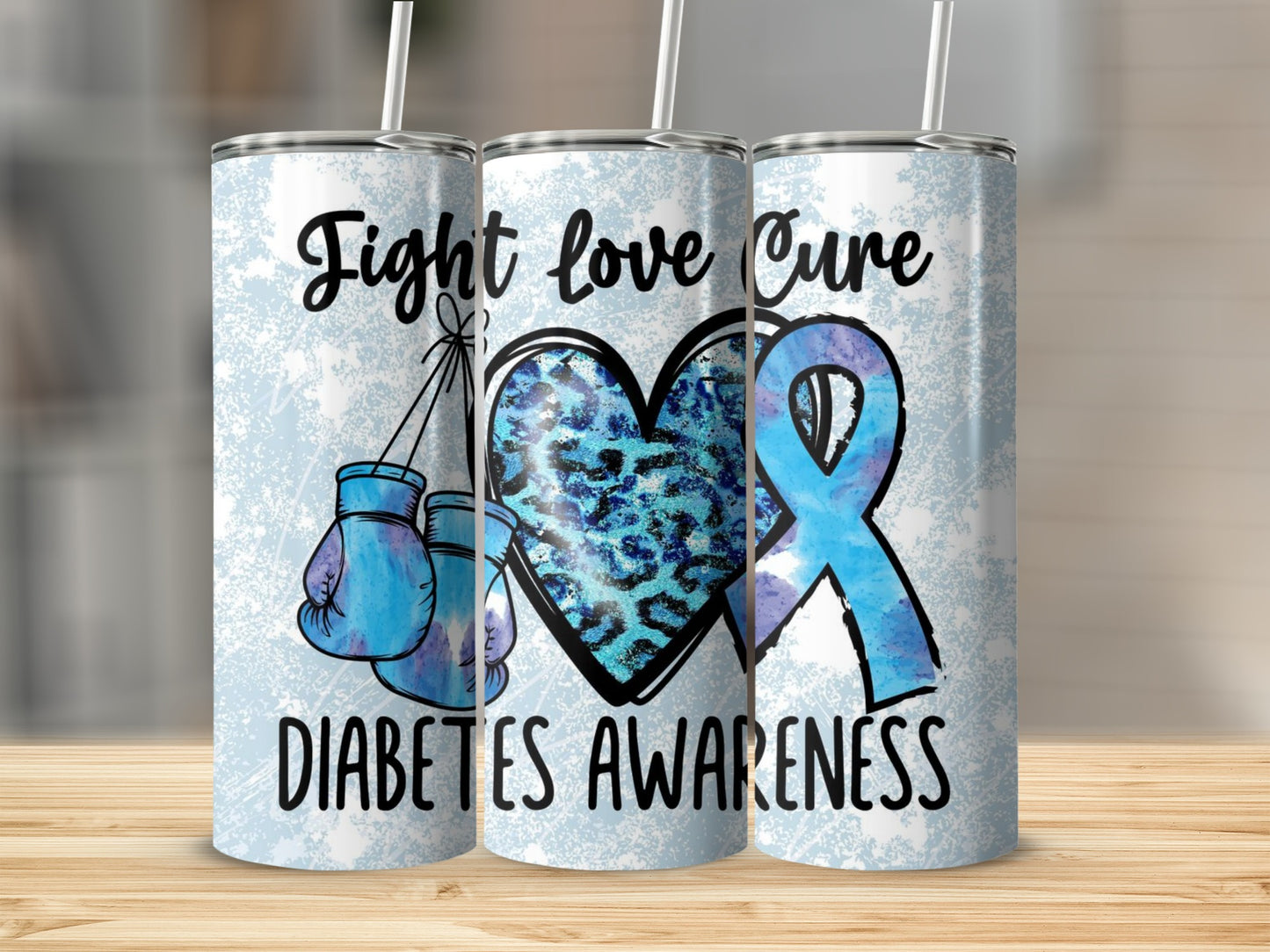 Fight Love Cure Diabetes Awareness Tumbler Cup