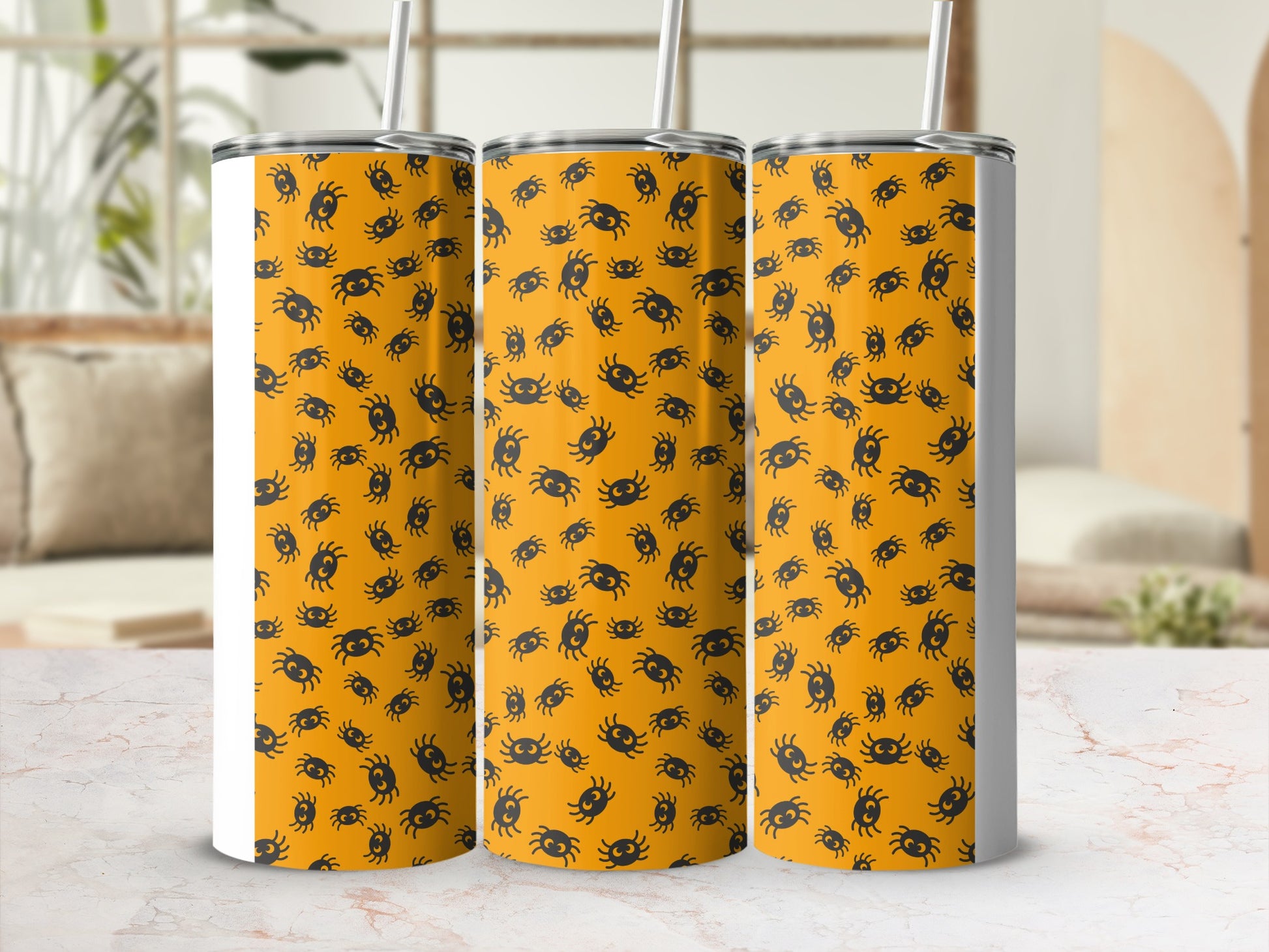 Spooky Black Spiders Orange Halloween Tumbler product type