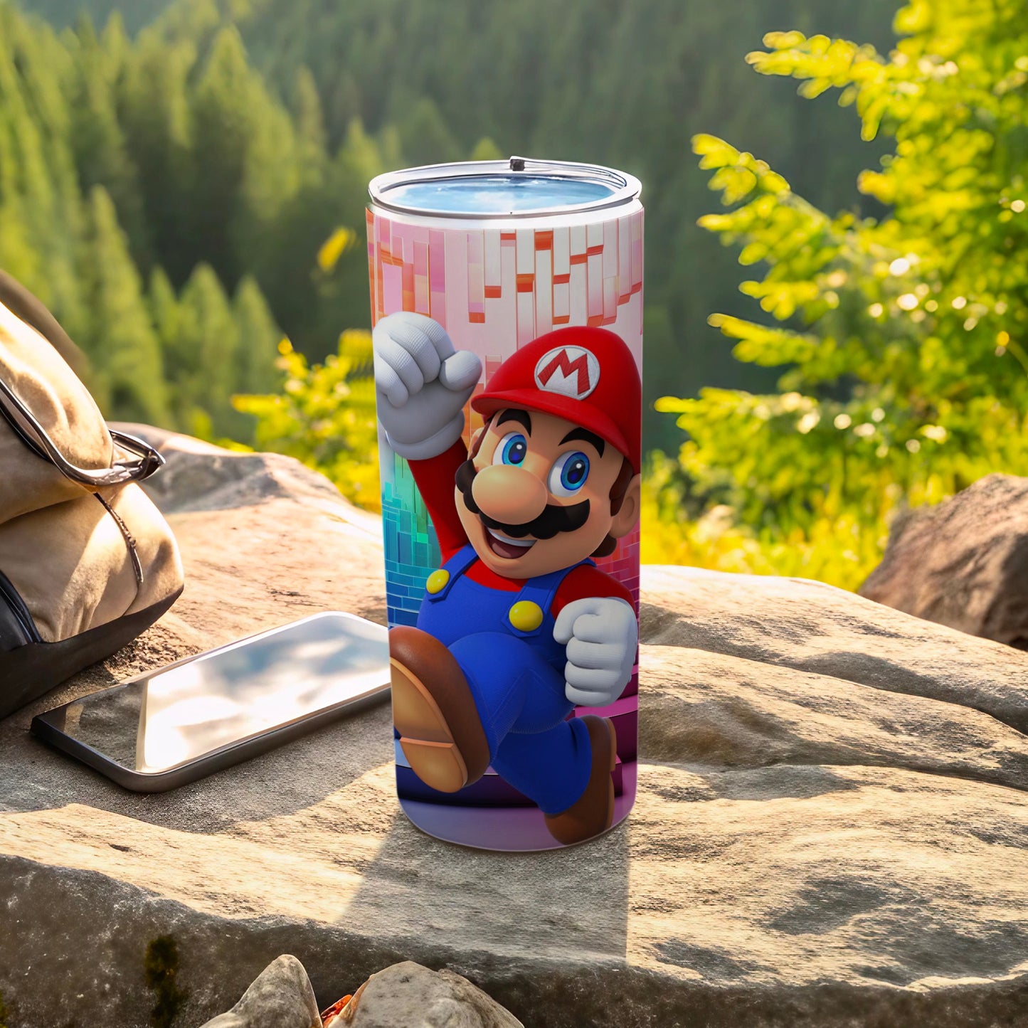 Vibrant Mario Character Travel Tumbler Cup for Outdoor Adventures