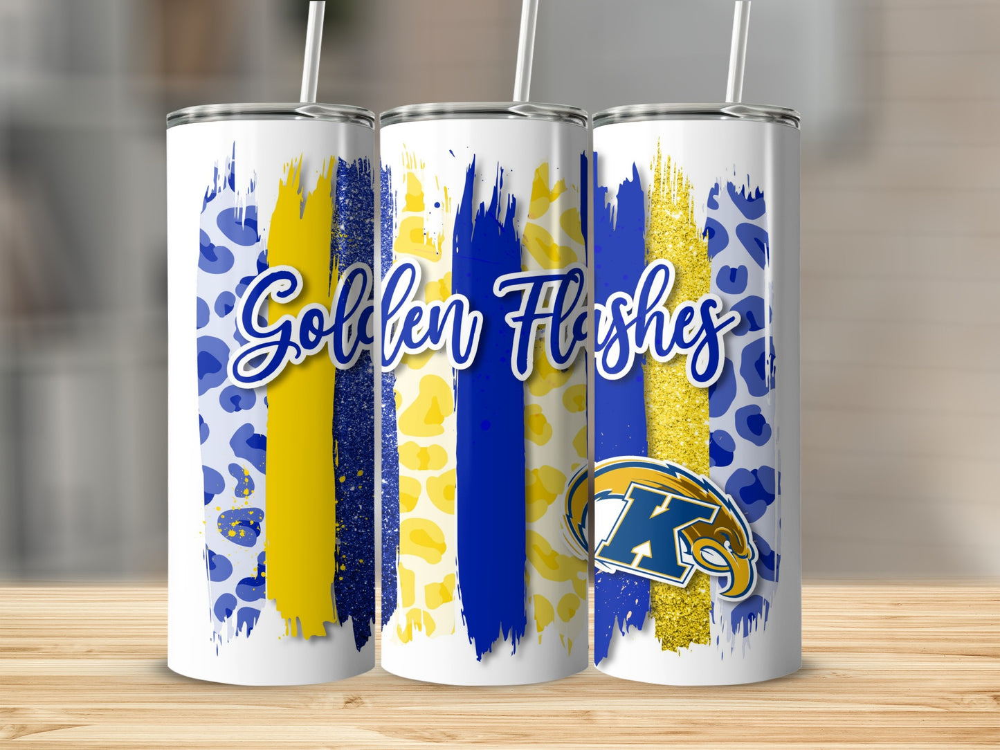 Golden Flashes Stripes Design With Logo Tumblers
