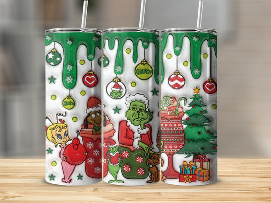Grinch Christmas Holiday Scene Tumbler Cup Gift
