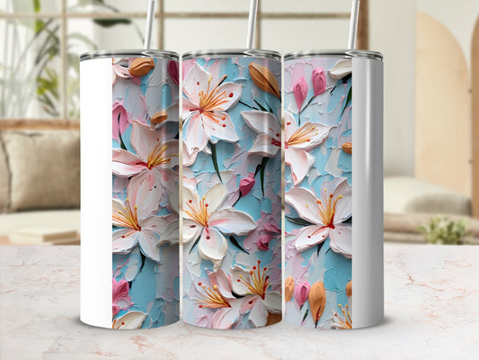 Impasto Flower Pattern Blue Pink White product type