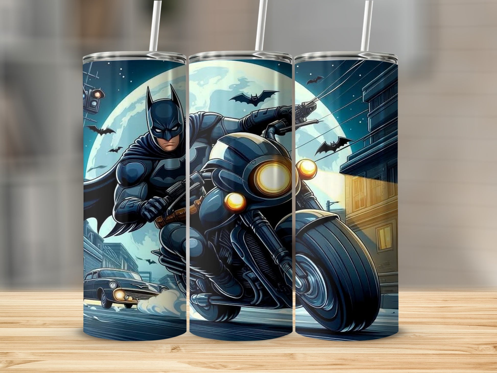 Dark Hero Bat Night City Scene Design Tumbler