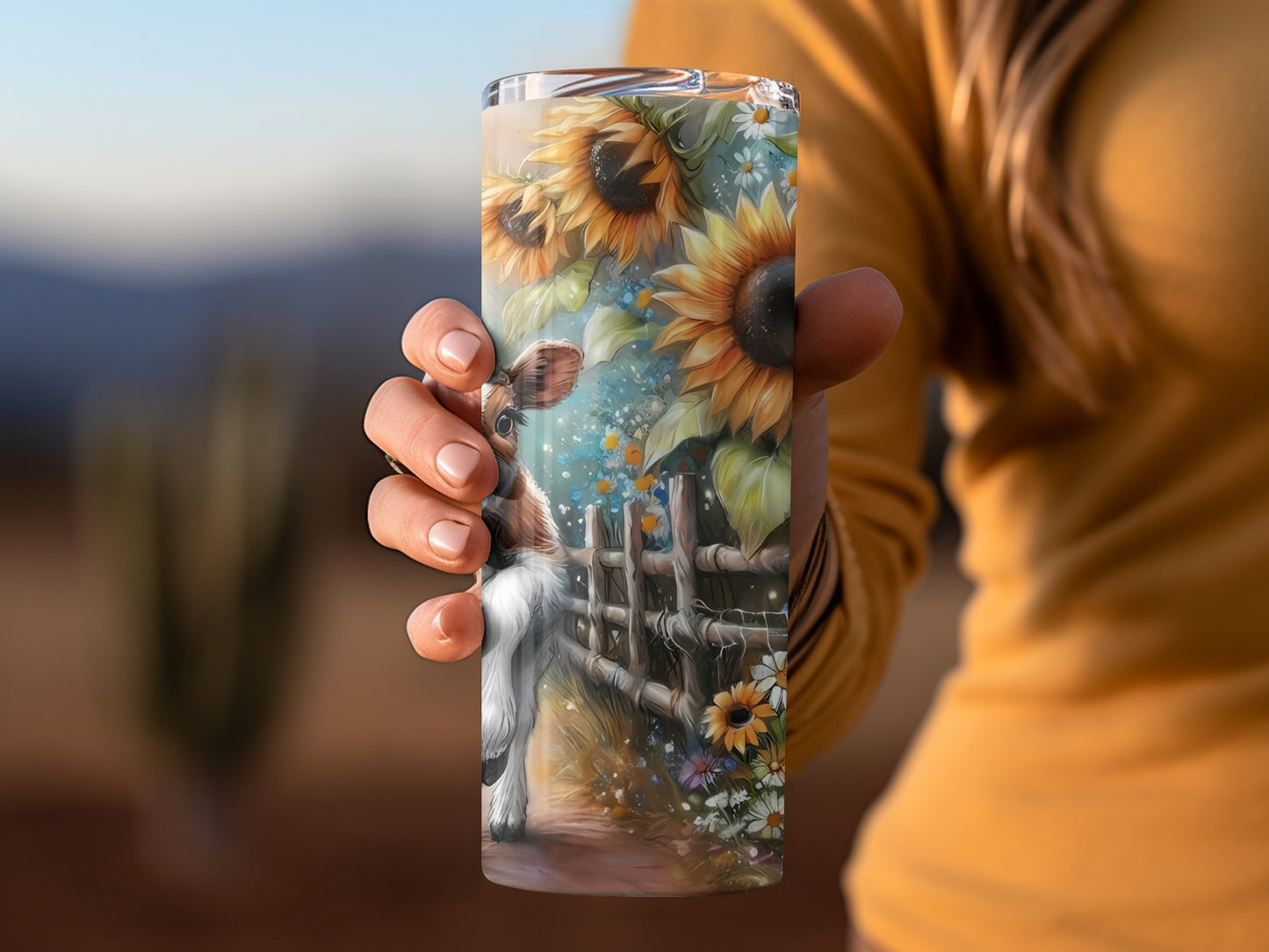 Sunflower and Farm Scene Insulated Tumbler Product