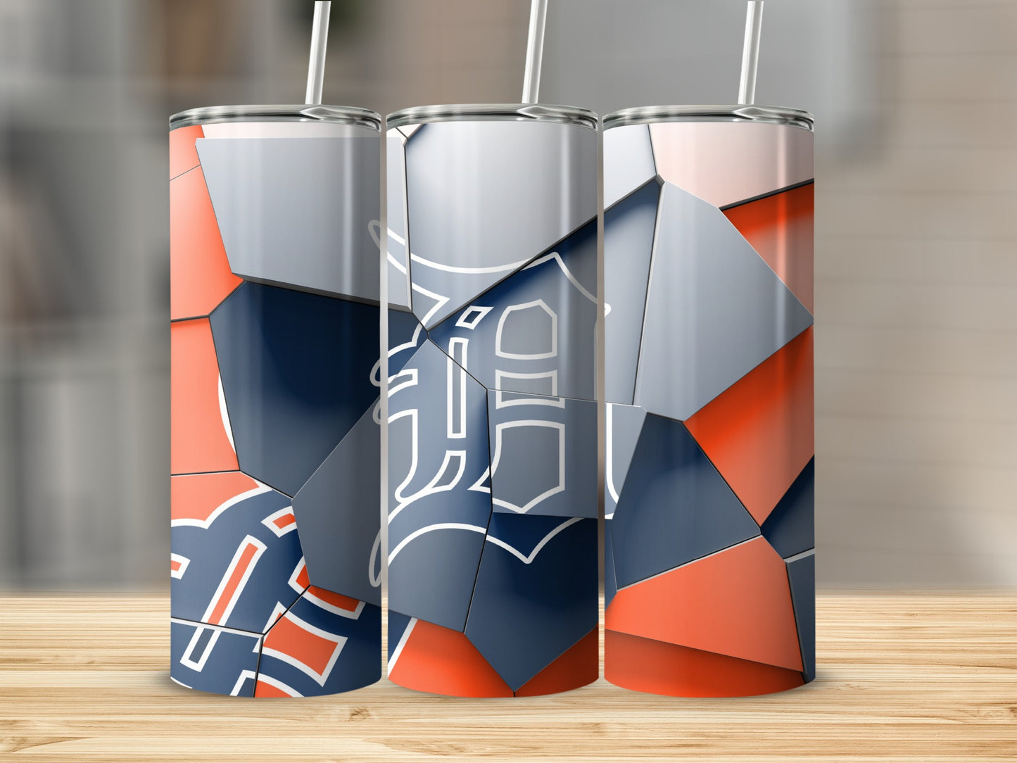 Detroit Tigers Mosaic Pattern Decorative Designed Tumblers