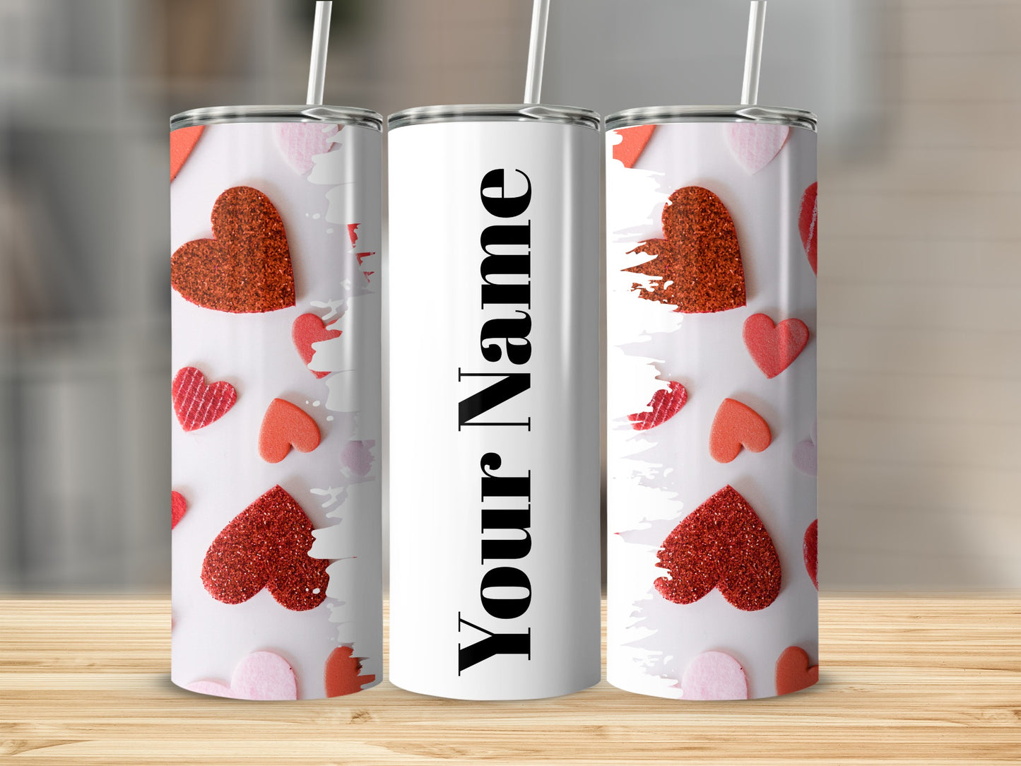 Customizable Your Name Heart Design Tumbler Cup