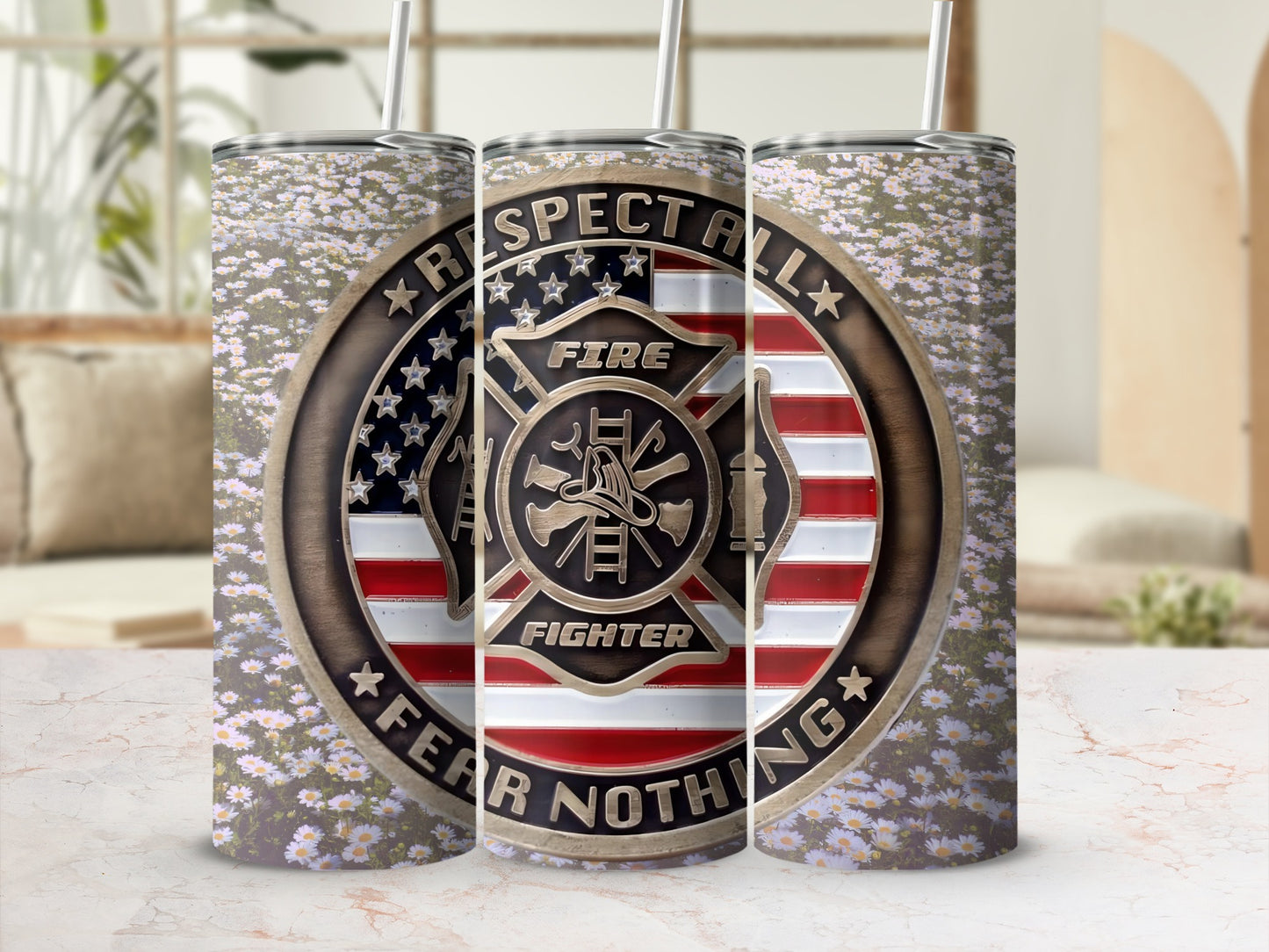 Firefighter Respect All Fear Nothing Tumbler