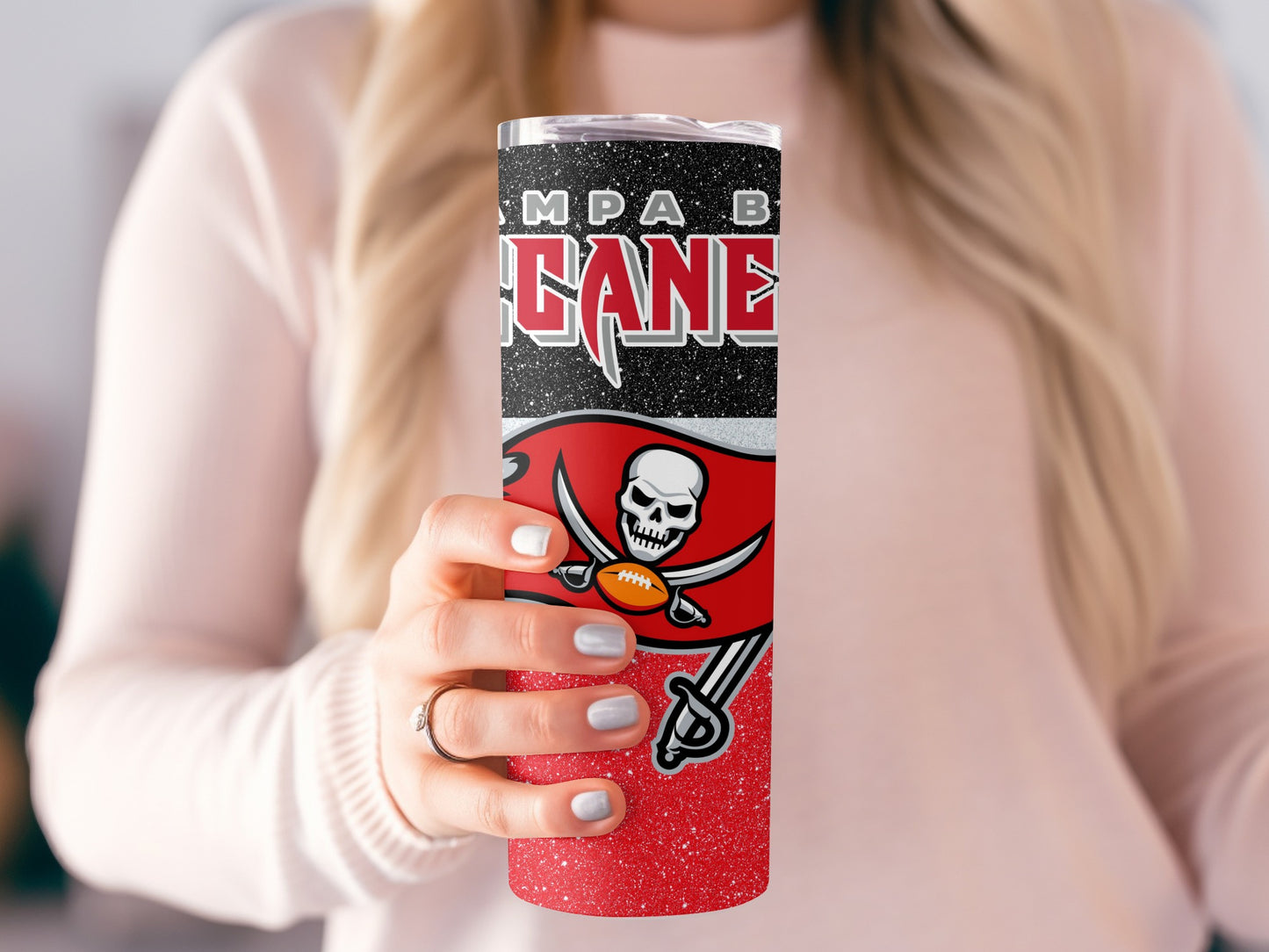 Tampa Bay Buccaneers Team Logo Black White Red Tumblers