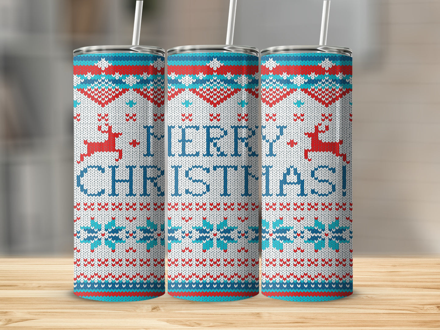 Merry Christmas Ugly Sweater Reindeer Snowflake Tumbler product type