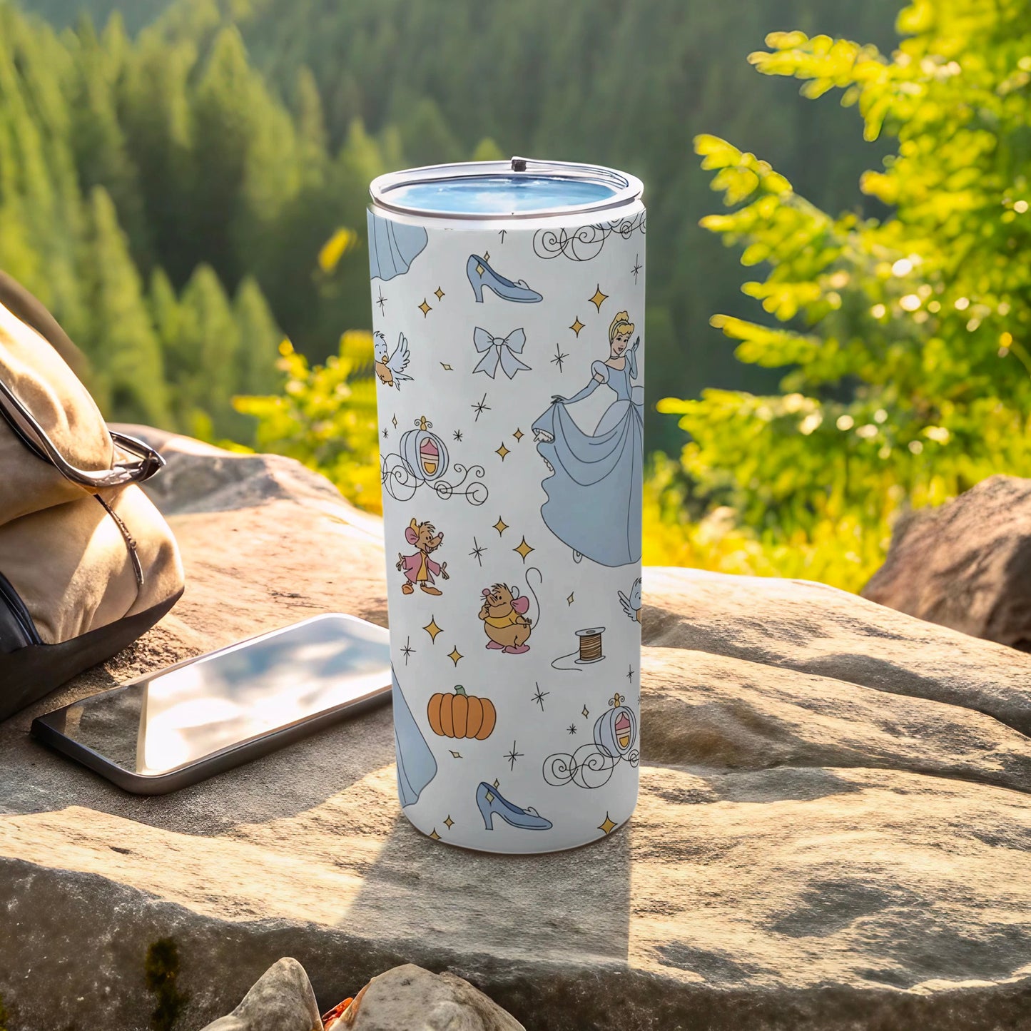 Cinderella Themed Tumbler with Lid for Outdoor Adventures