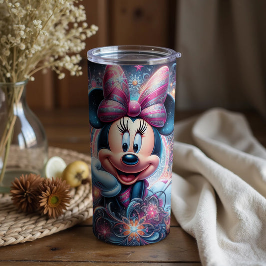 Minnie Mouse Tumbler Colorful Floral Artwork