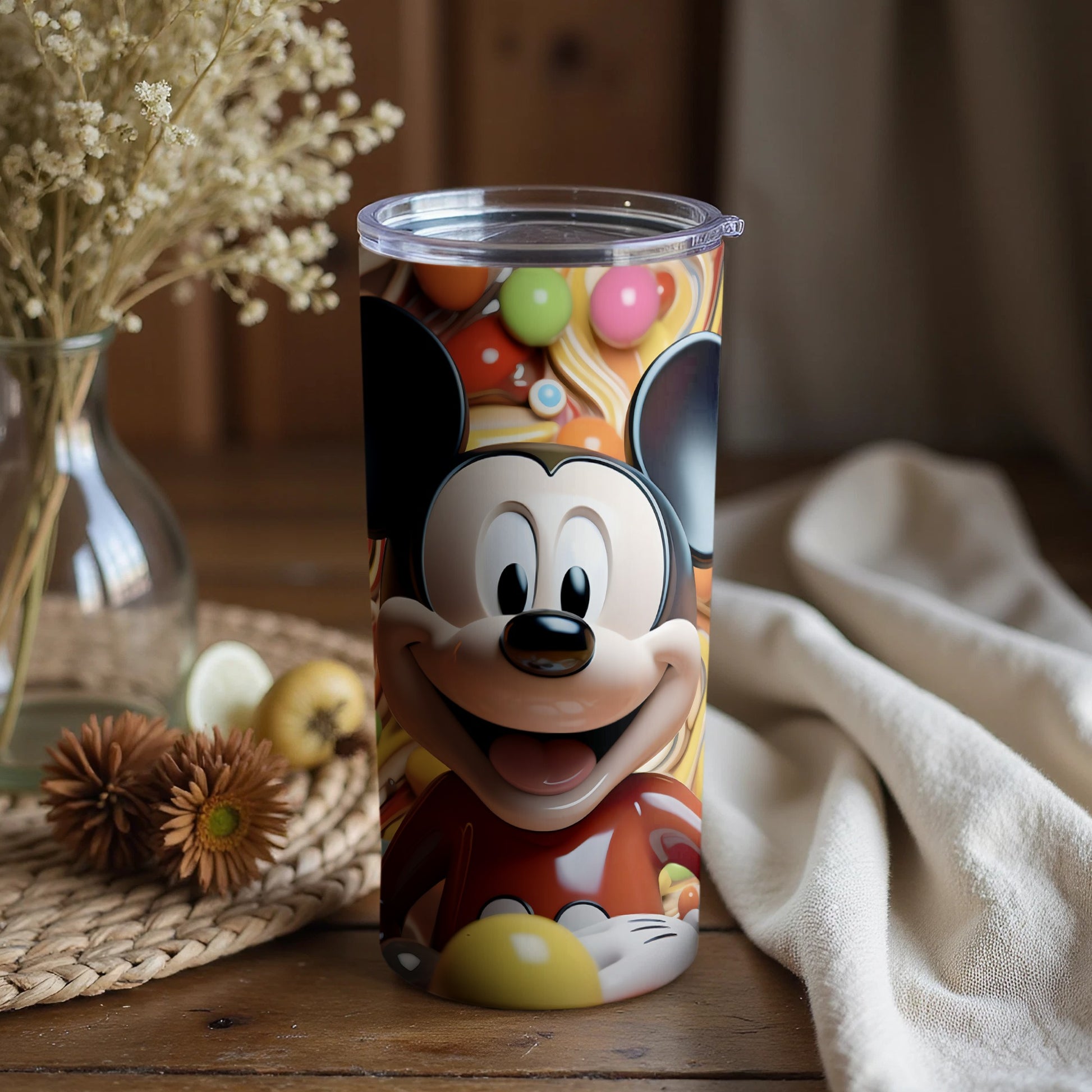 Mickey Mouse Colorful Tumbler with Cheerful Design
