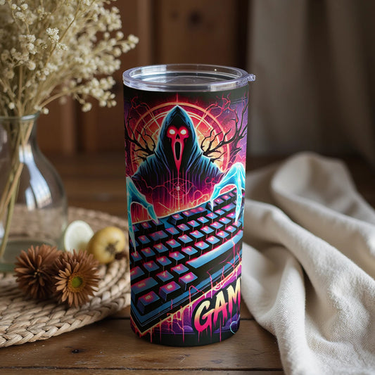 Ghostly Gamer Keyboard Artwork Gaming Tumbler