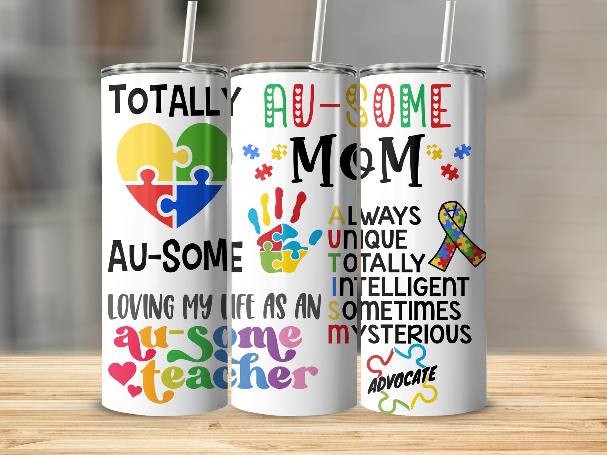 Au-Some Mom and Teacher Colorful Tumblers