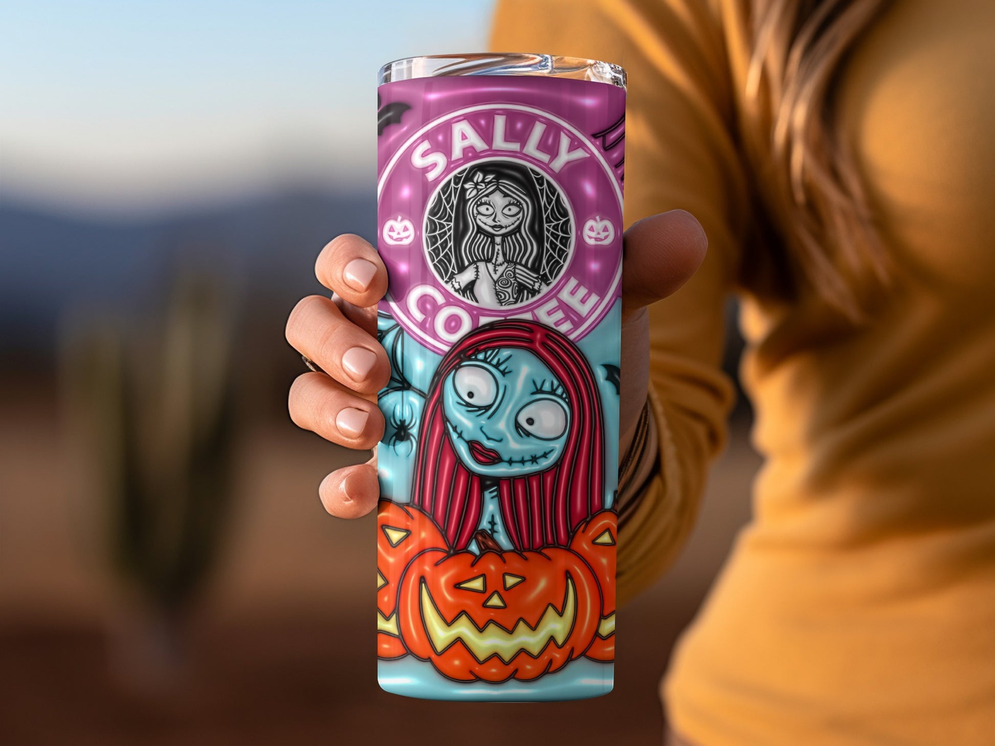 Halloween Sally Pumpkin Coffee Tumbler with Fun Design