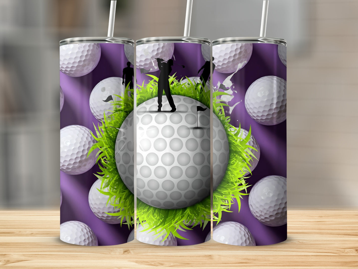 Golf Themed Insulated Tumbler with Straw