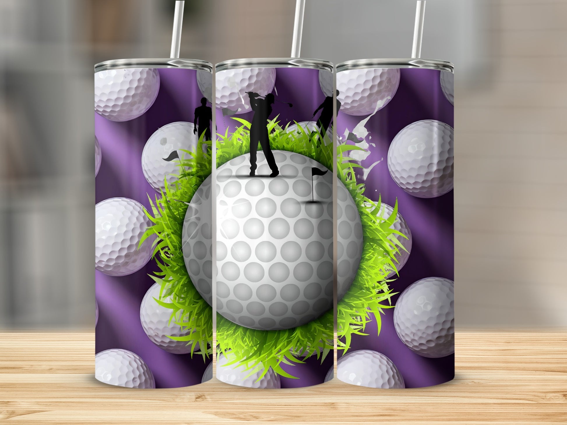 Golf Themed Insulated Tumbler with Straw