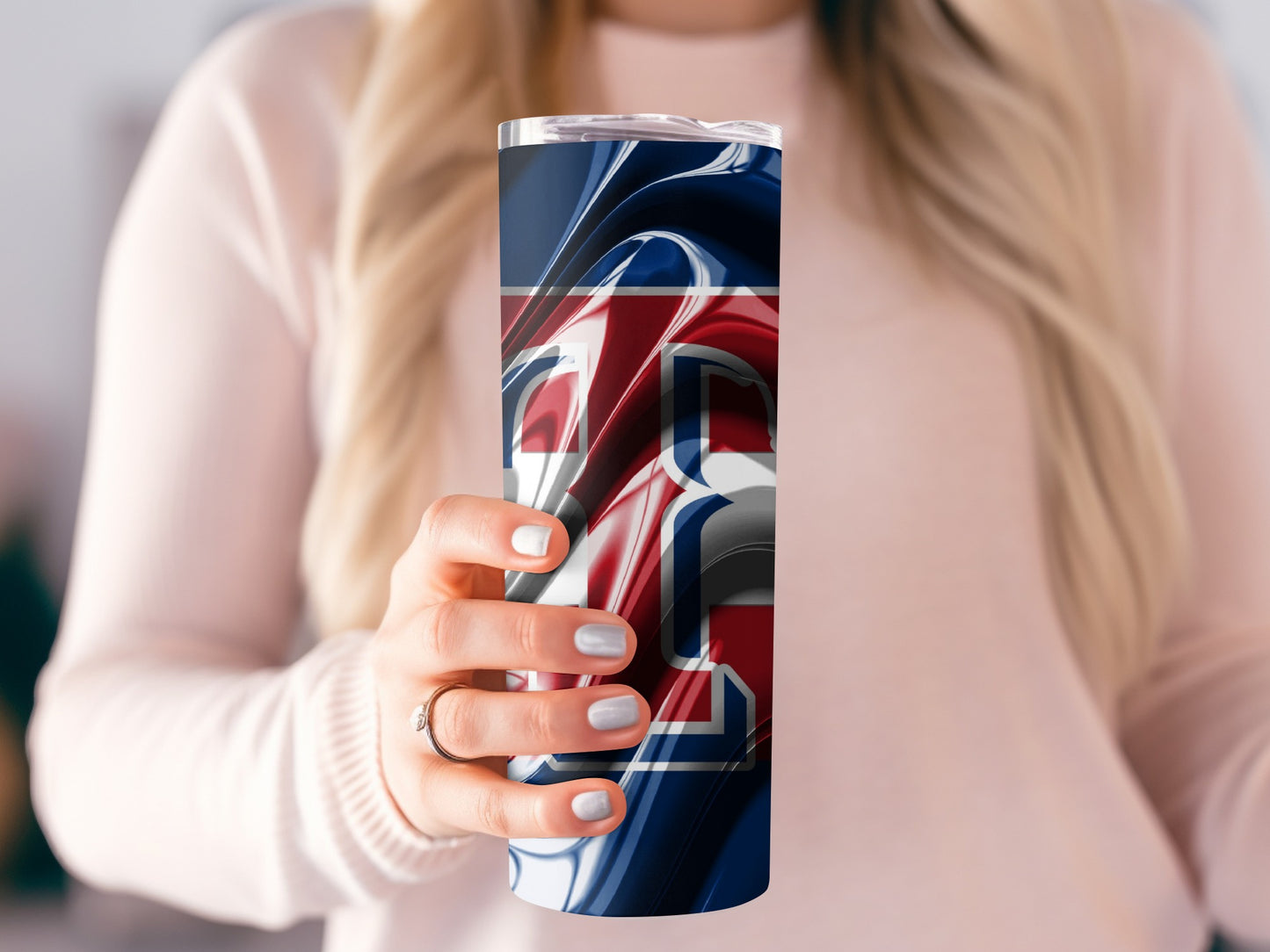 Graphic White TT Logo with Flowing Color Tumblers