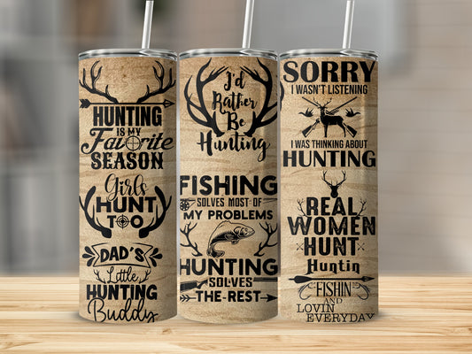 Hunting Fishing and Real Women Print Tumbler Set