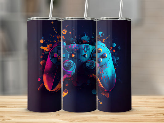 Vibrant Gaming Controller Art Design Tumbler