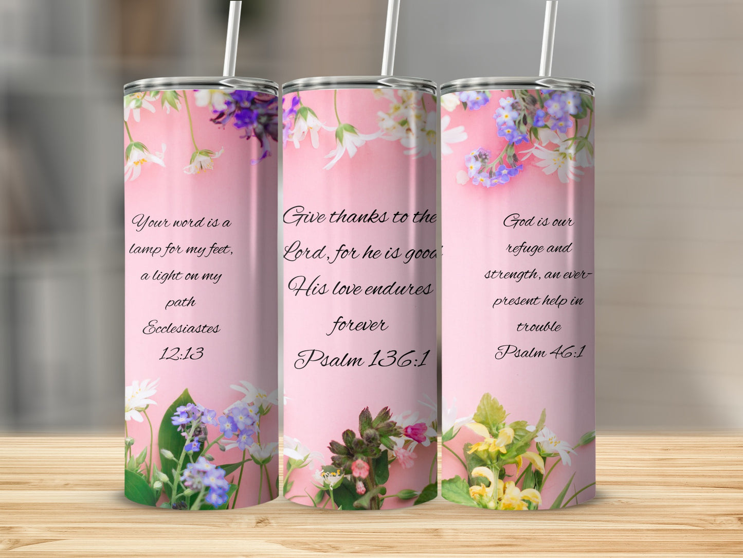 Inspirational Floral Design Stainless Steel Tumbler
