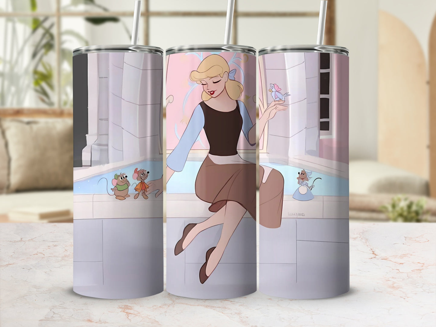 Fairy Tale Princess with Mice and Birds Tumbler