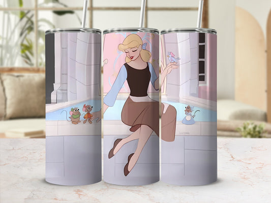 Fairy Tale Princess with Mice and Birds Tumbler
