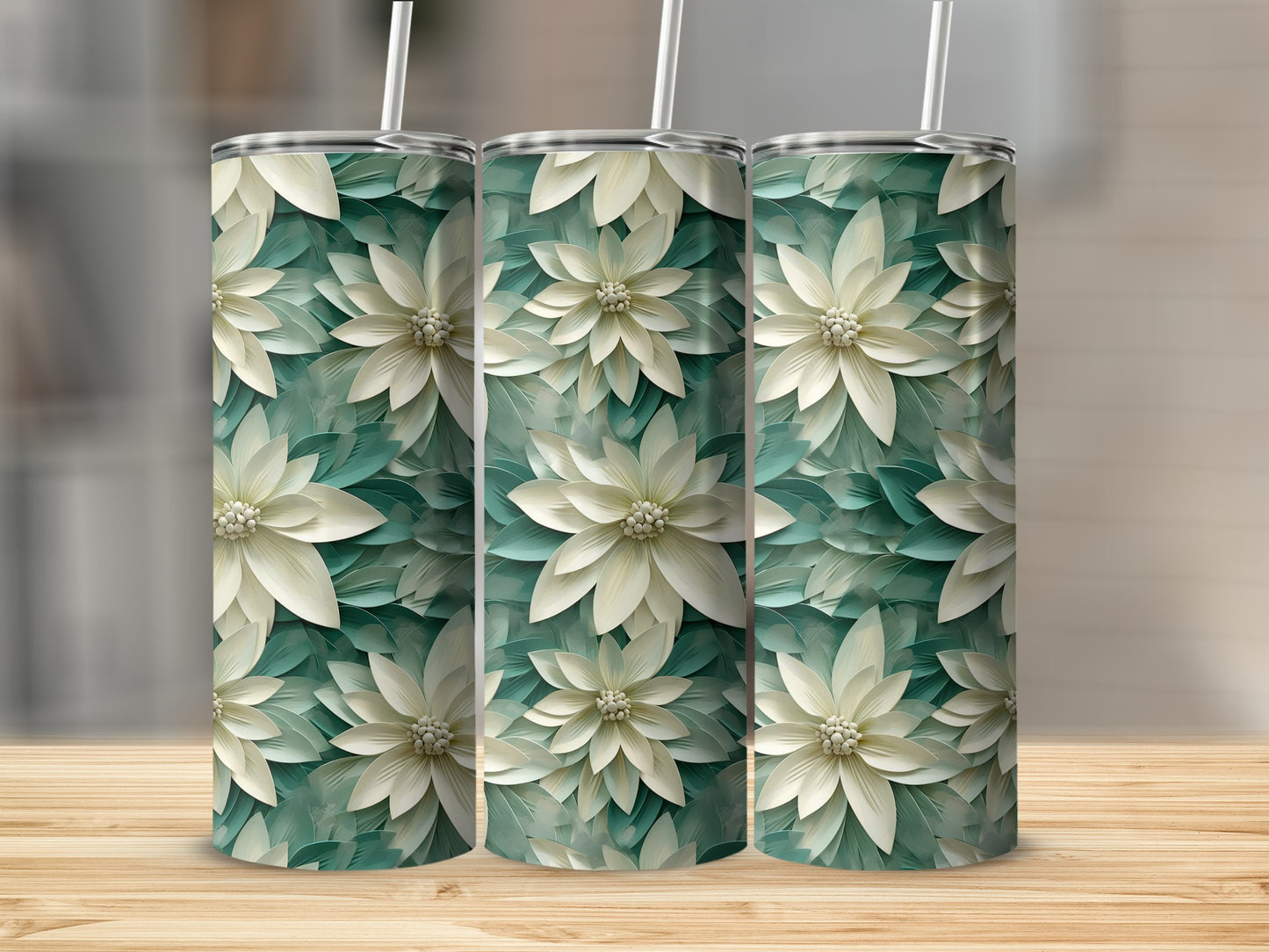 Elegant Floral Design Stainless Steel Tumbler