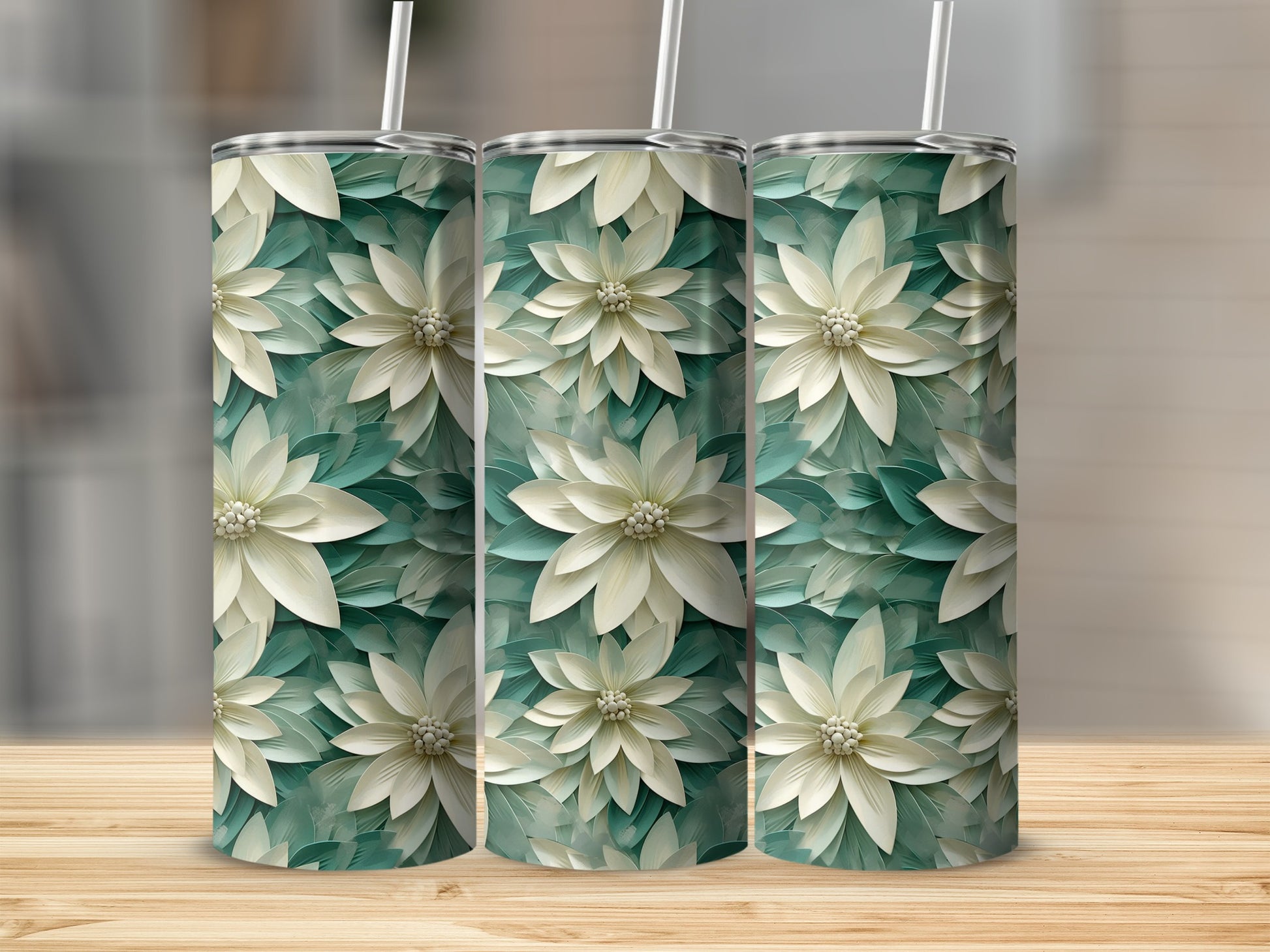 Elegant Floral Design Stainless Steel Tumbler