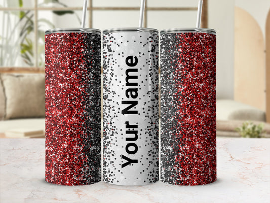 Custom Glitter Tumbler with Personalized Name Text