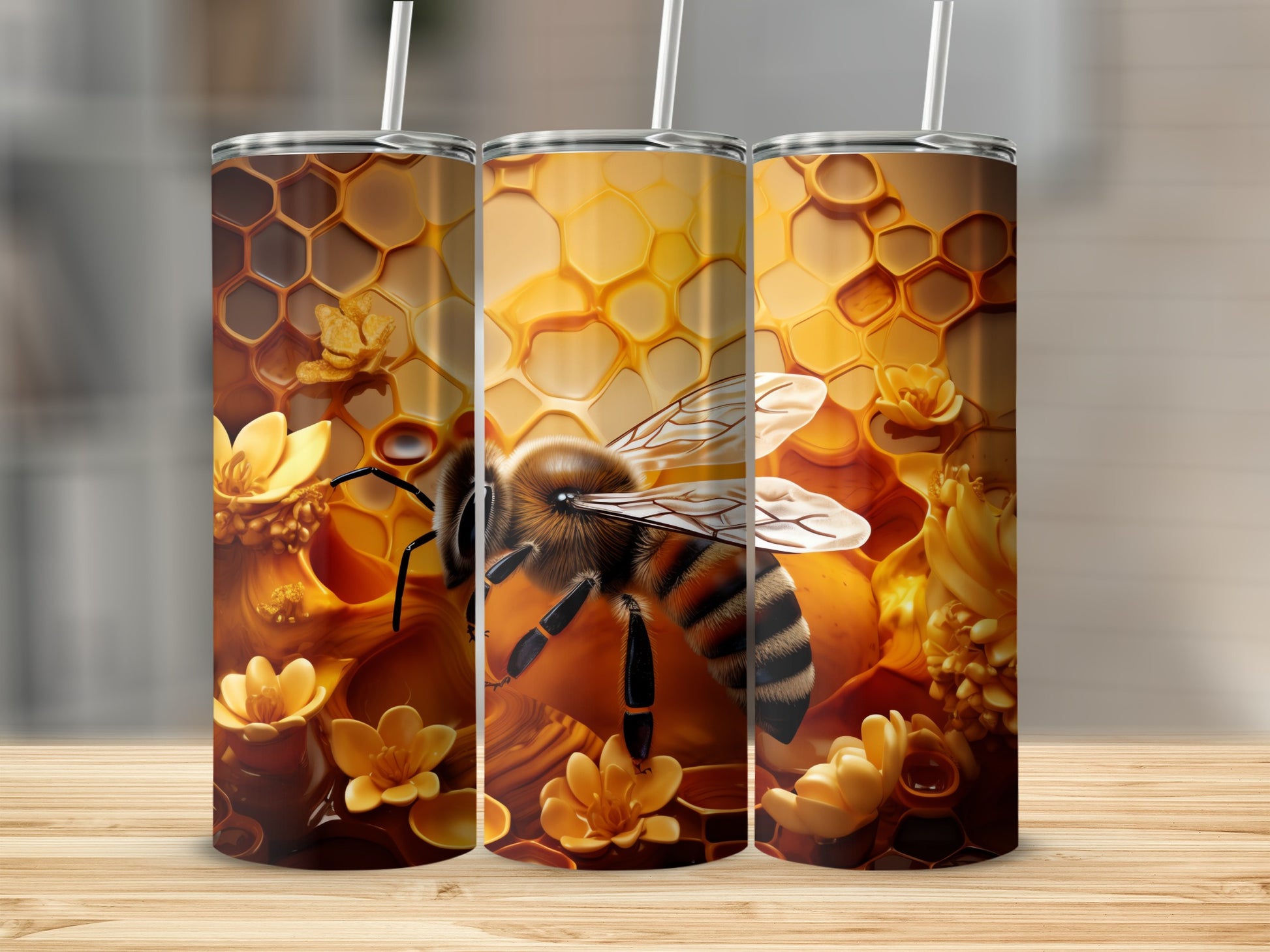 Vibrant Honeycomb Bee Golden Flowers Tumbler product type