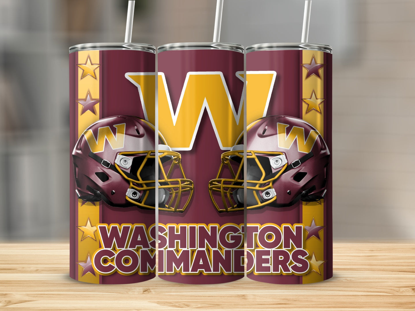 Washington Commanders Helmets Logo Against Stars Tumblers
