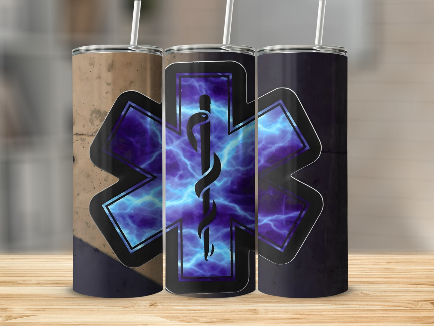 Vibrant EMS Star of Life Design Tumbler Cup 20oz