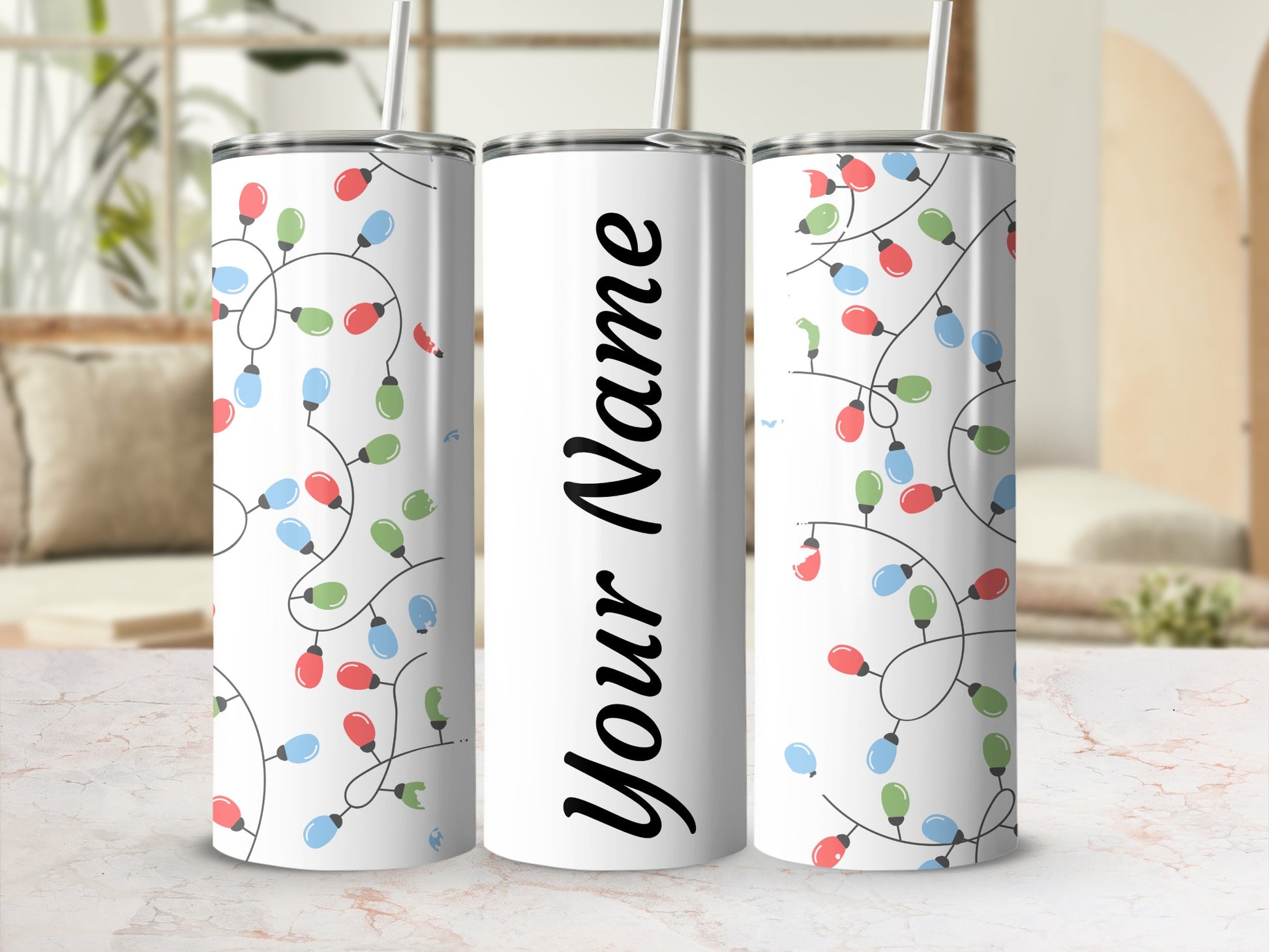 Personalized Christmas Lights Your Name Tumbler