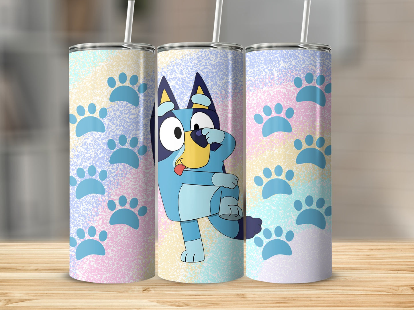 Blue Cartoon Dog Paw Print Tumbler for Kids Cup
