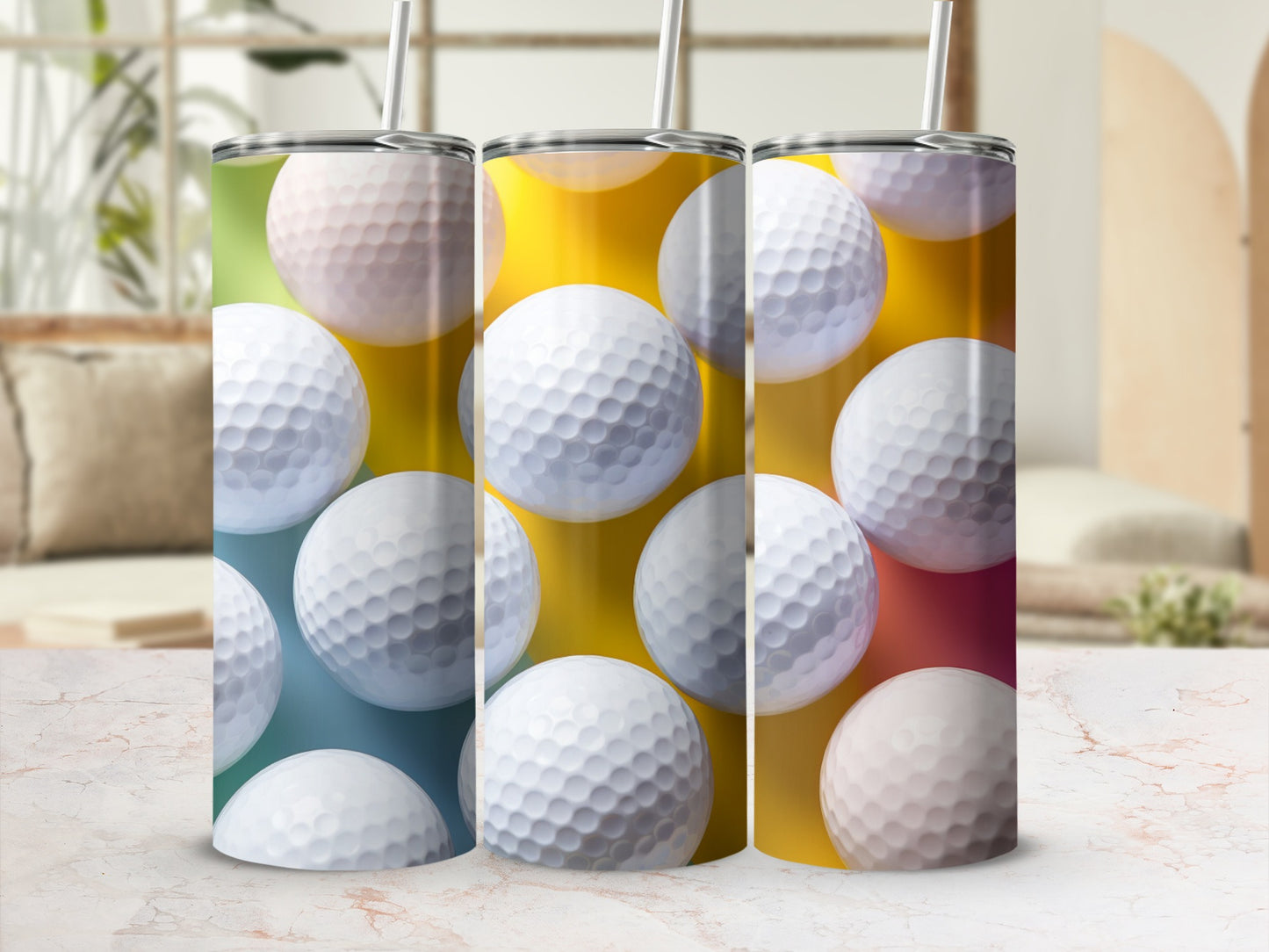 Vibrant Golf Ball Design Insulated Tumbler