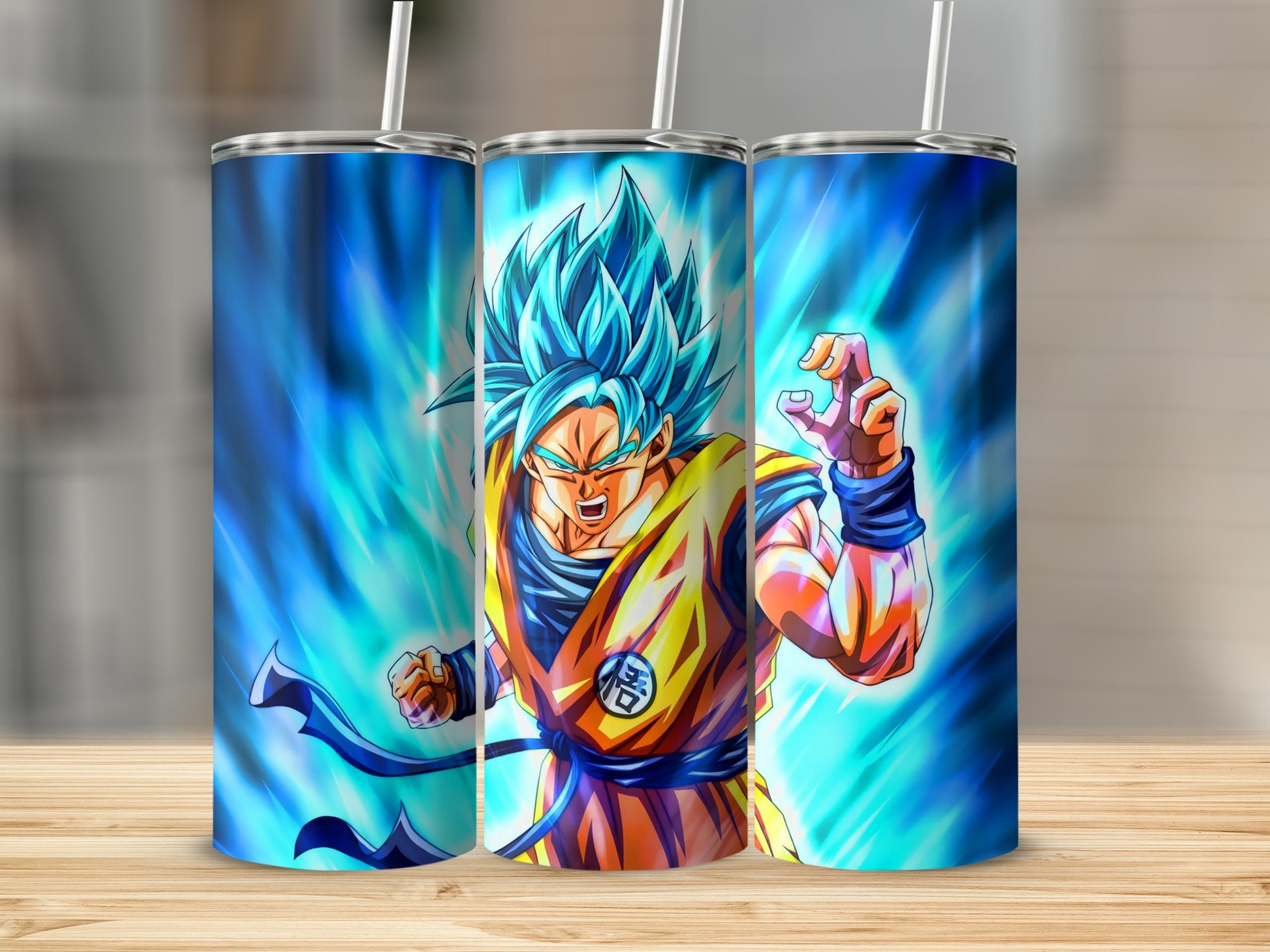 Blue Flamed Anime Hero Graphic Insulated Tumbler