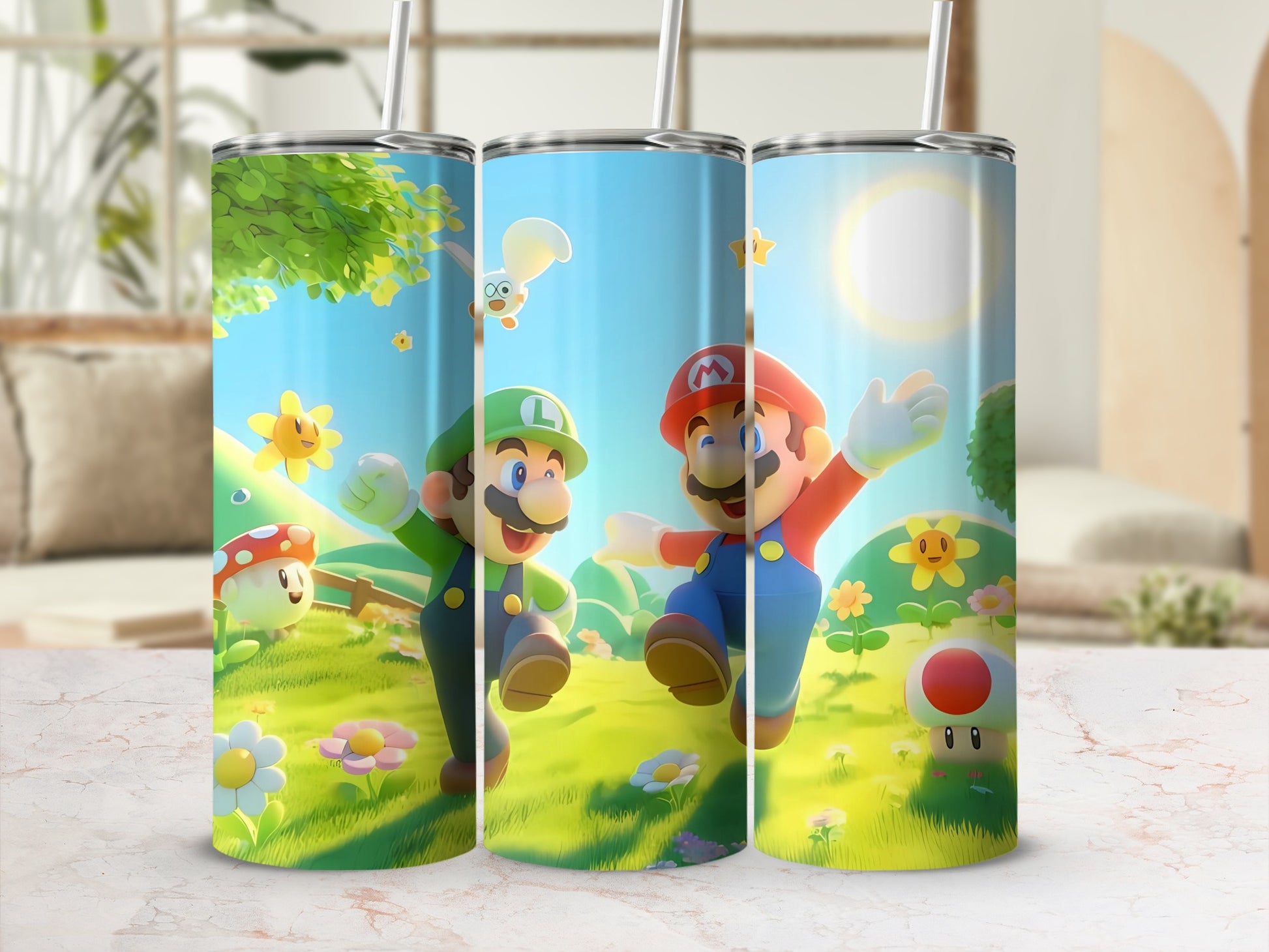 Fun Mario and Luigi Adventure Scene Tumbler Cup