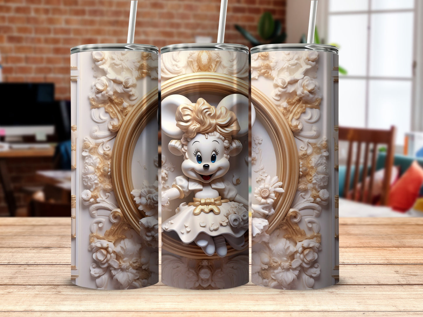 Elegant Princess Mouse Character Tumbler Design