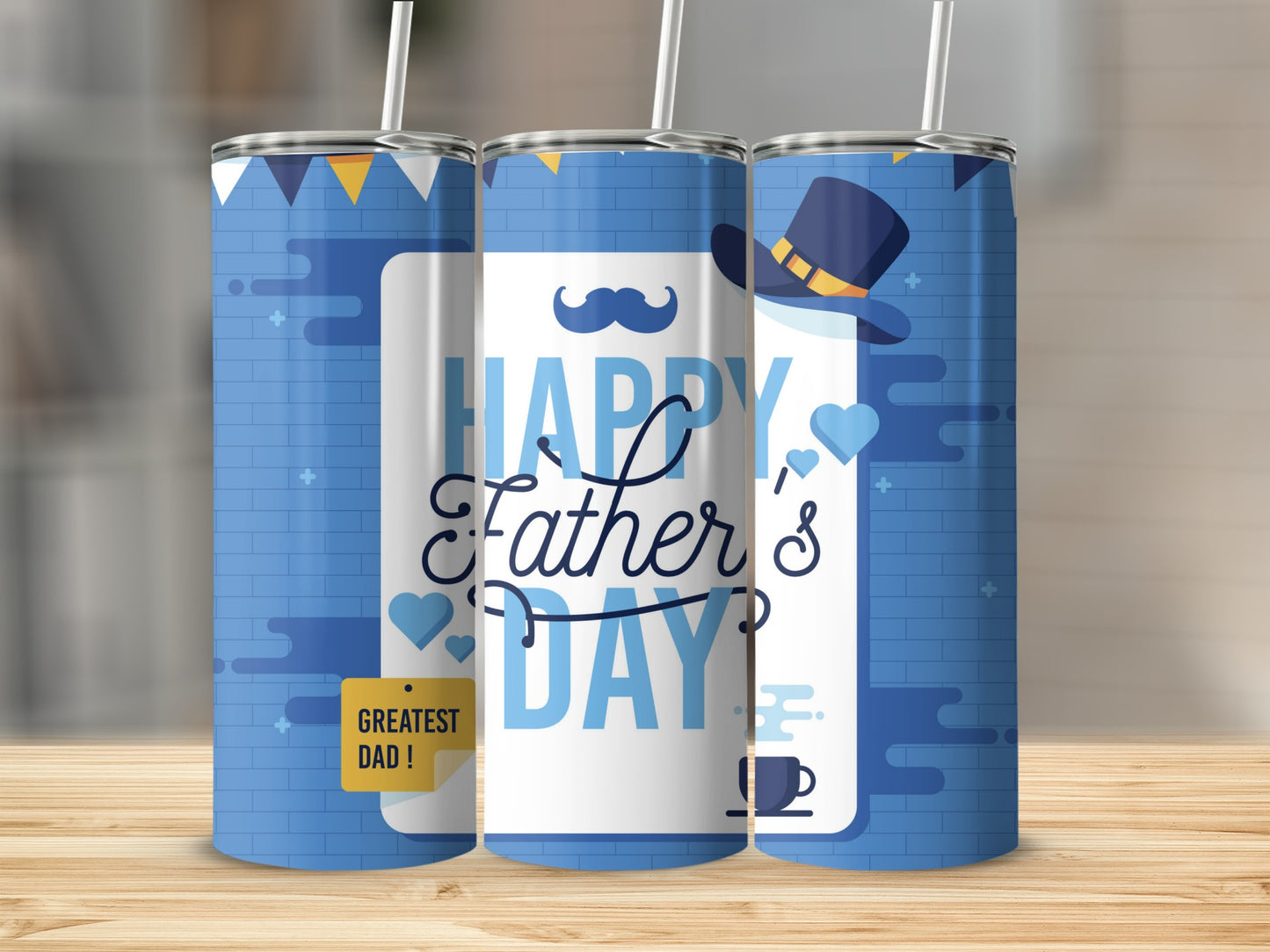 Happy Father's Day Great Dad Blue Hat Design Tumbler