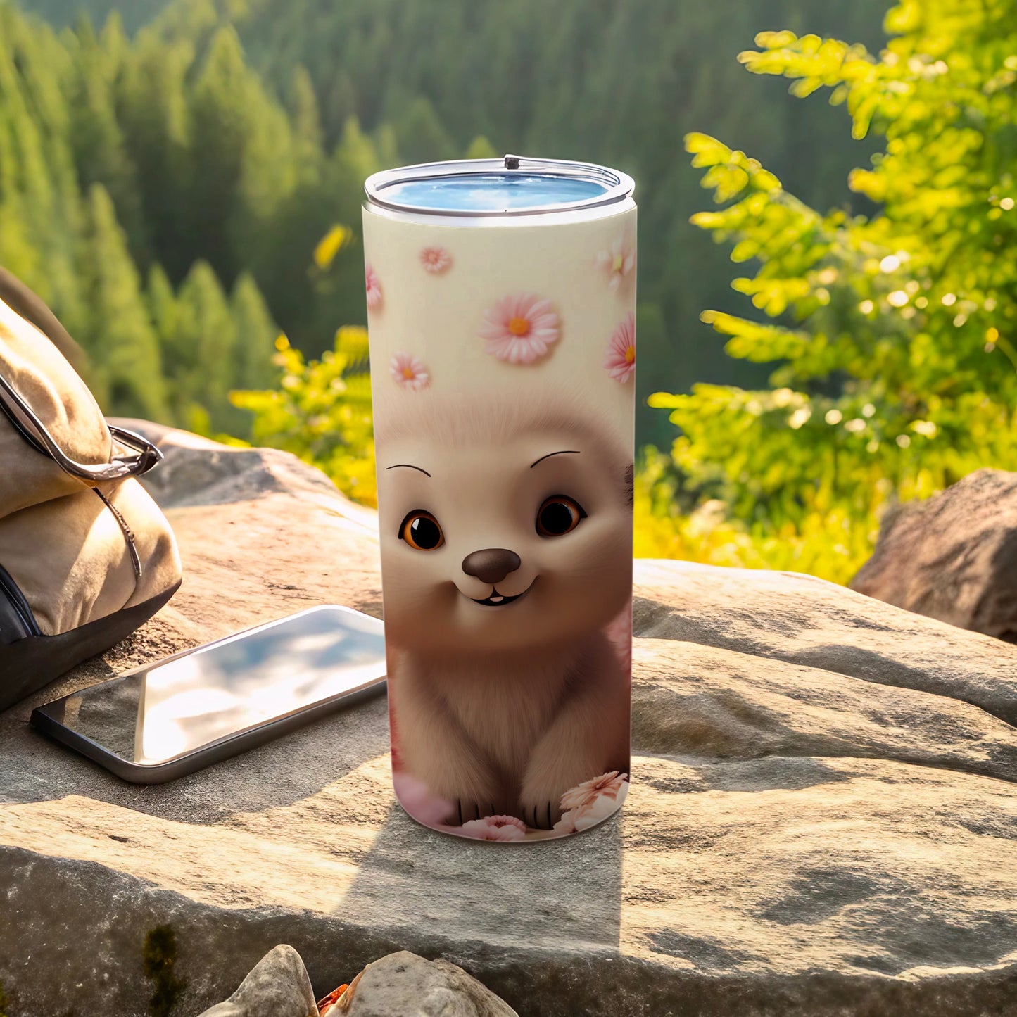 Happy Fluffy Critter Pink Daisy Flowers Tumbler product type