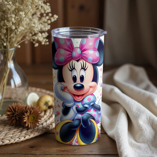 Minnie Mouse Tumbler with Pink Polka Dot Bow Design