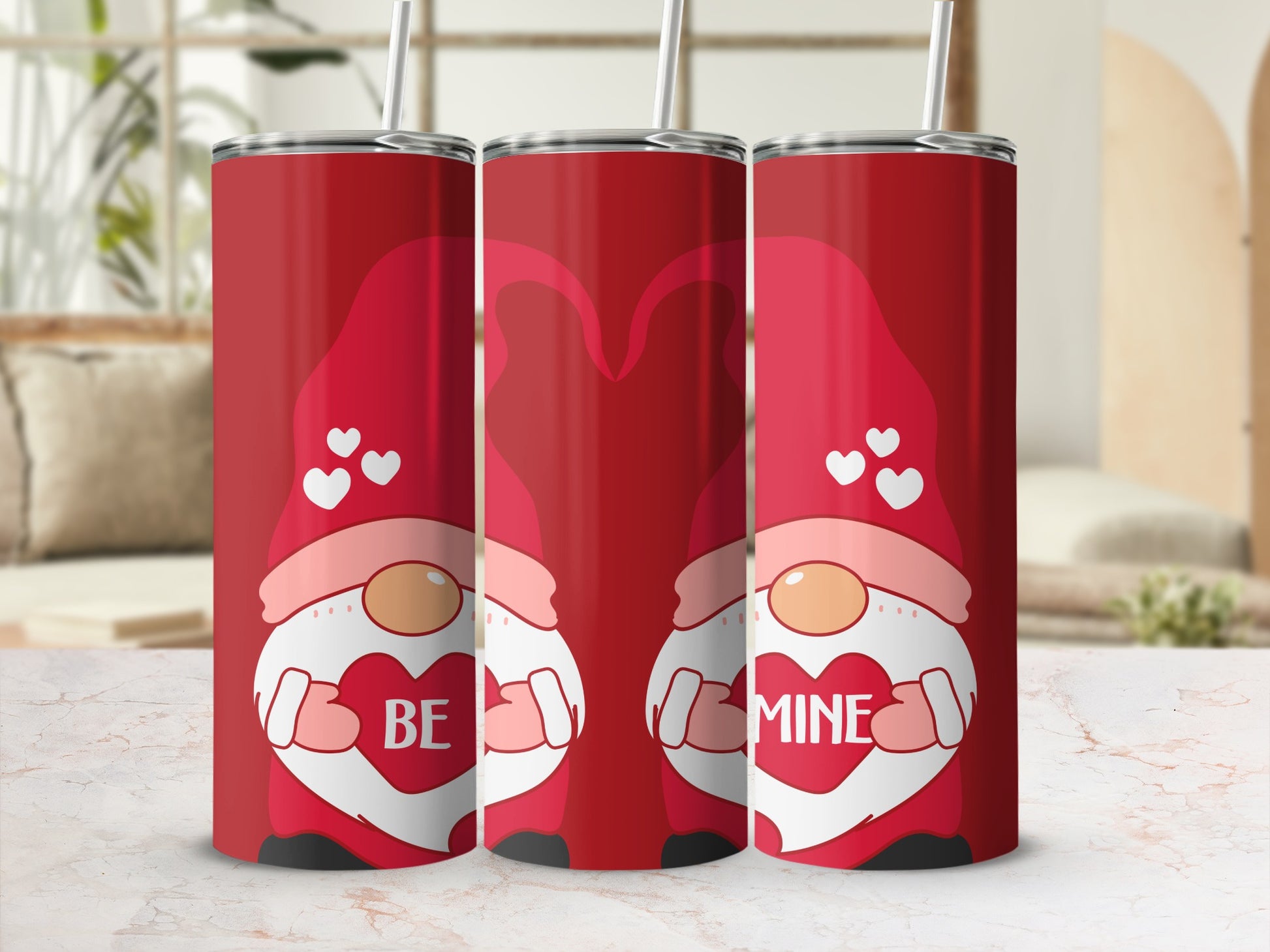 Romantic Gnome Themed Be Mine Insulated Travel Tumbler
