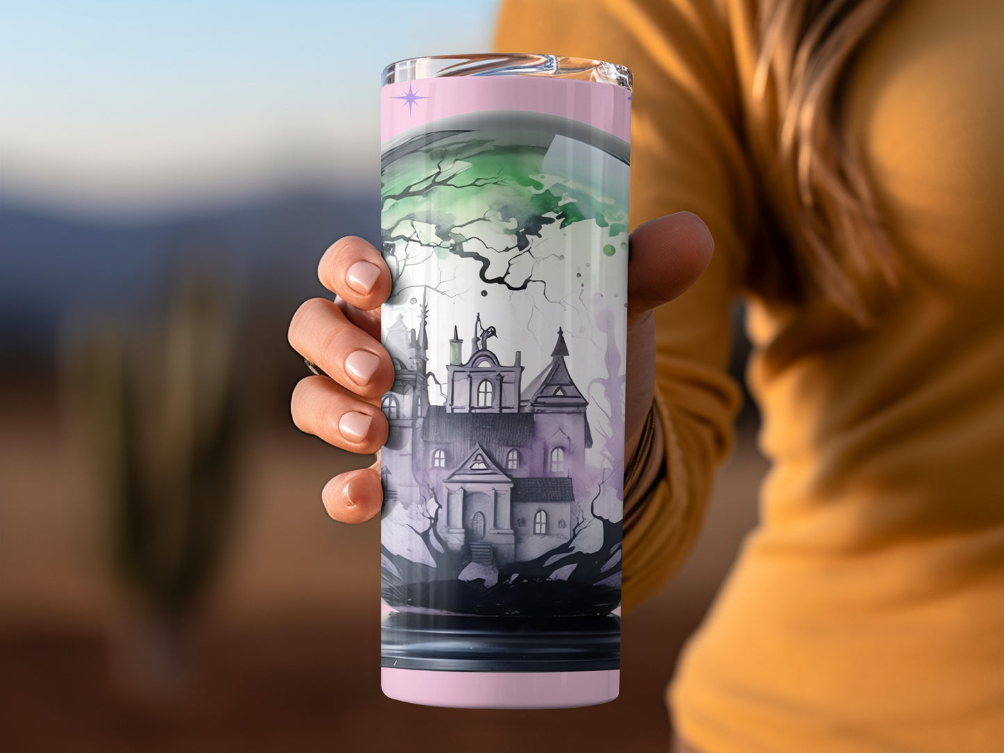 Haunted Castle Artwork Tumbler for Halloween Enthusiasts