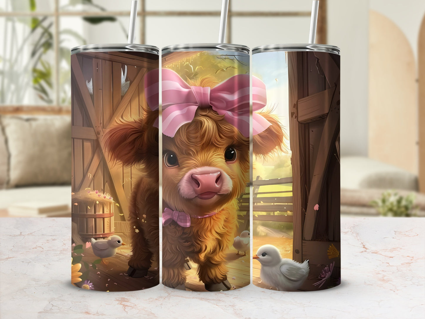 Adorable Farm Animal Tumbler with Cute Calf Design